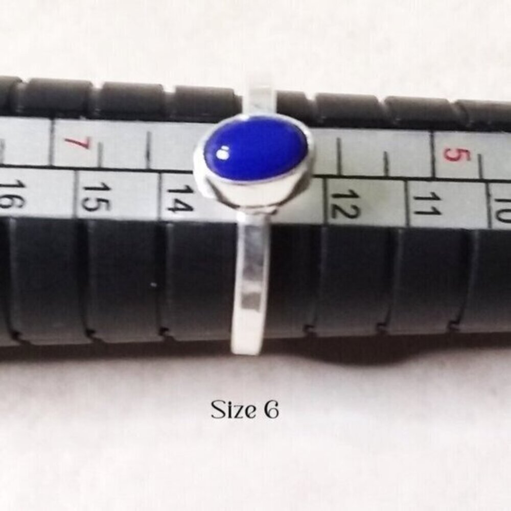 Trendy! Tiny Dainty Lapis Lazuli Sz 6 - Modern Minimalist Boho Midi Rings